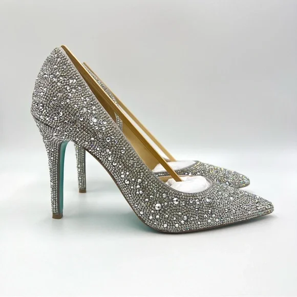 Betsey Johnson Women's SB Hazil Jeweled Silver Stiletto Heels Pumps Shoes 9 - Picture 2 of 15